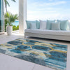 Piper Looms Chantille Geometric ACN1722 Teal Machine Washable Area Rug Outdoor Lifestyle Image Feature