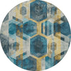 Piper Looms Chantille Geometric ACN1722 Teal Machine Washable Area Rug Round Main Image