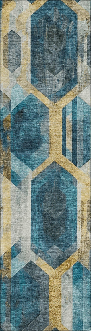 Piper Looms Chantille Geometric ACN1722 Teal Machine Washable Area Rug Runner Main Image