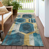 Piper Looms Chantille Geometric ACN1722 Teal Machine Washable Area Rug Runner Outdoor Lifestyle Image Feature