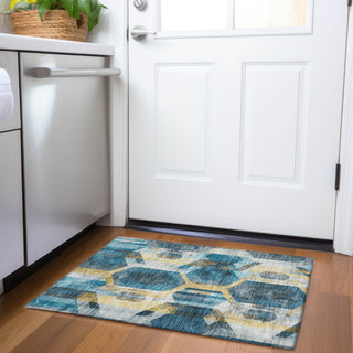 Piper Looms Chantille Geometric ACN1722 Teal Machine Washable Area Rug Scatter Lifestyle Image Feature