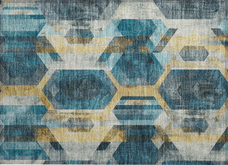 Piper Looms Chantille Geometric ACN1722 Teal Machine Washable Area Rug Scatter Main Image