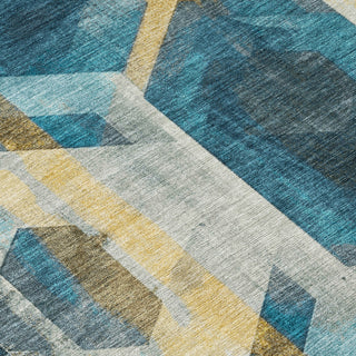 Piper Looms Chantille Geometric ACN1722 Teal Machine Washable Area Rug Swatch Image