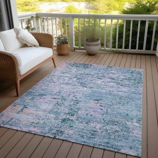 Piper Looms Chantille Modern ACN1723 Blue Machine Washable Area Rug Outdoor Lifestyle Image Feature
