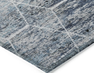 Piper Looms Chantille Geometric ACN1724 Blue Machine Washable Area Rug Corner Image