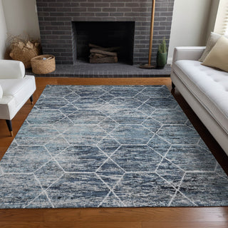 Piper Looms Chantille Geometric ACN1724 Blue Machine Washable Area Rug Lifestyle Image Feature