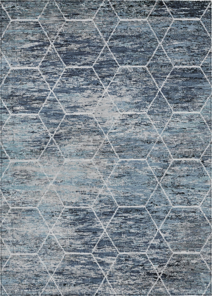 Piper Looms Chantille Geometric ACN1724 Blue Machine Washable Area Rug main image