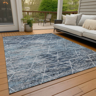 Piper Looms Chantille Geometric ACN1724 Blue Machine Washable Area Rug Outdoor Lifestyle Image Feature