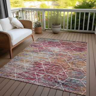Piper Looms Chantille Geometric ACN1724 Pink Machine Washable Area Rug Outdoor Lifestyle Image Feature