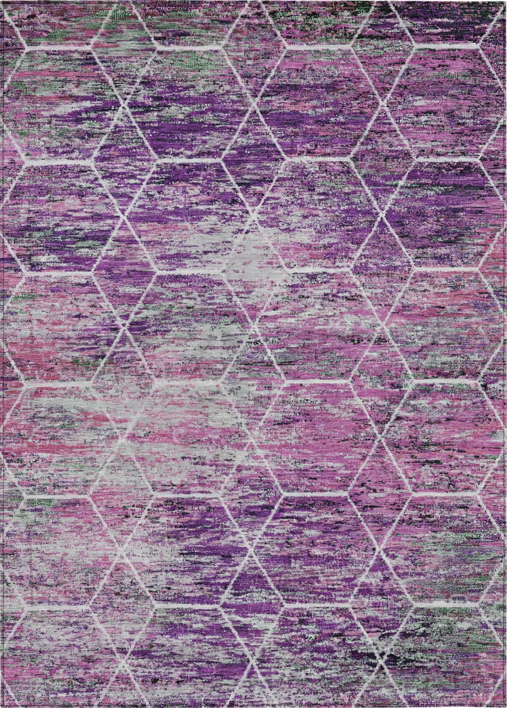 Piper Looms Chantille Geometric ACN1724 Purple Machine Washable Area Rug main image