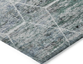 Piper Looms Chantille Geometric ACN1724 Teal Machine Washable Area Rug Corner Image