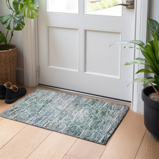 Piper Looms Chantille Geometric ACN1724 Teal Machine Washable Area Rug Scatter Lifestyle Image Feature