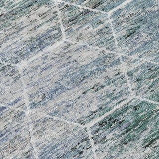 Piper Looms Chantille Geometric ACN1724 Teal Machine Washable Area Rug Swatch Image