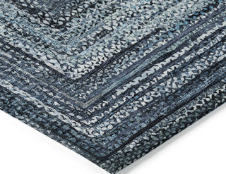 Piper Looms Chantille Geometric ACN1725 Blue Machine Washable Area Rug Corner Image