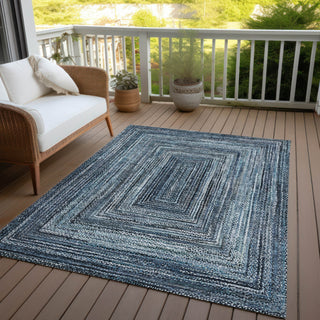 Piper Looms Chantille Geometric ACN1725 Blue Machine Washable Area Rug Outdoor Lifestyle Image Feature