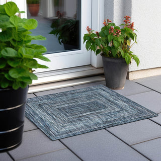 Piper Looms Chantille Geometric ACN1725 Blue Machine Washable Area Rug Scatter Outdoor Lifestyle Image Feature
