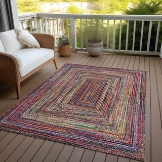 Piper Looms Chantille Geometric ACN1725 Paprika Machine Washable Area Rug Outdoor Lifestyle Image Feature