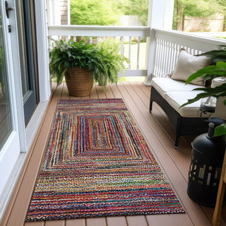 Piper Looms Chantille Geometric ACN1725 Paprika Machine Washable Area Rug Runner Outdoor Lifestyle Image Feature