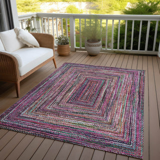 Piper Looms Chantille Geometric ACN1725 Pink Machine Washable Area Rug Outdoor Lifestyle Image Feature