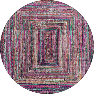 Piper Looms Chantille Geometric ACN1725 Pink Machine Washable Area Rug Round Main Image