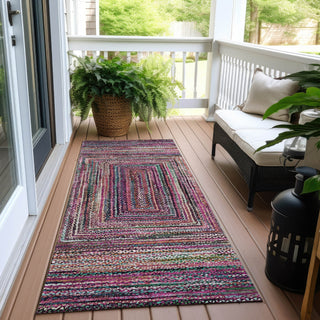 Piper Looms Chantille Geometric ACN1725 Pink Machine Washable Area Rug Runner Outdoor Lifestyle Image Feature