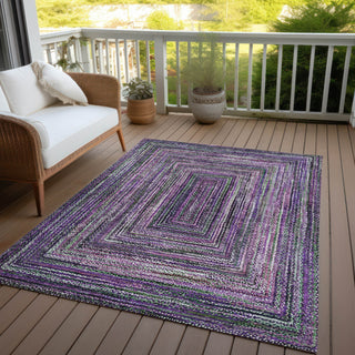 Piper Looms Chantille Geometric ACN1725 Purple Machine Washable Area Rug Outdoor Lifestyle Image Feature