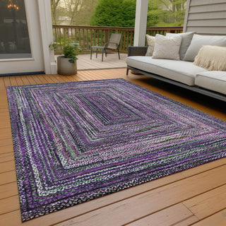 Piper Looms Chantille Geometric ACN1725 Purple Machine Washable Area Rug Outdoor Lifestyle Image Feature