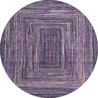 Piper Looms Chantille Geometric ACN1725 Purple Machine Washable Area Rug Round Main Image