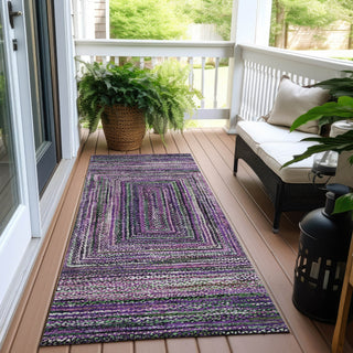 Piper Looms Chantille Geometric ACN1725 Purple Machine Washable Area Rug Runner Outdoor Lifestyle Image Feature