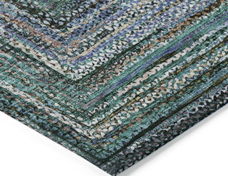 Piper Looms Chantille Geometric ACN1725 Teal Machine Washable Area Rug Corner Image