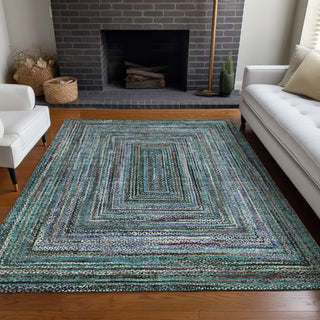 Piper Looms Chantille Geometric ACN1725 Teal Machine Washable Area Rug Lifestyle Image Feature