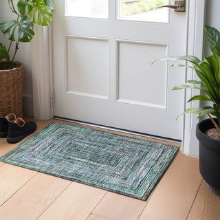 Piper Looms Chantille Geometric ACN1725 Teal Machine Washable Area Rug Scatter Lifestyle Image Feature