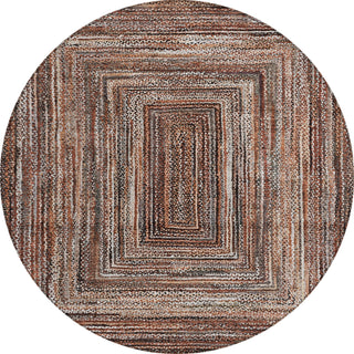 Piper Looms Chantille Geometric ACN1725 Terracotta Machine Washable Area Rug Round Main Image