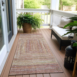 Piper Looms Chantille Geometric ACN1726 Paprika Machine Washable Area Rug Runner Outdoor Lifestyle Image Feature
