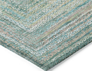 Piper Looms Chantille Geometric ACN1726 Teal Machine Washable Area Rug Corner Image