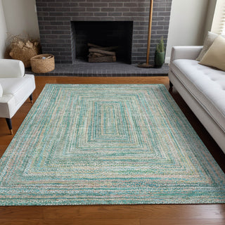 Piper Looms Chantille Geometric ACN1726 Teal Machine Washable Area Rug Lifestyle Image Feature