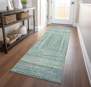 Piper Looms Chantille Geometric ACN1726 Teal Machine Washable Area Rug Runner Lifestyle Image Feature
