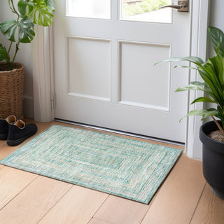 Piper Looms Chantille Geometric ACN1726 Teal Machine Washable Area Rug Scatter Lifestyle Image Feature