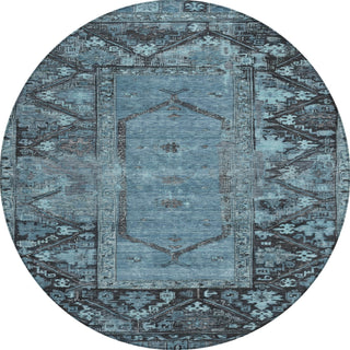 Piper Looms Chantille Global ACN1727 Blue Machine Washable Area Rug Round Main Image