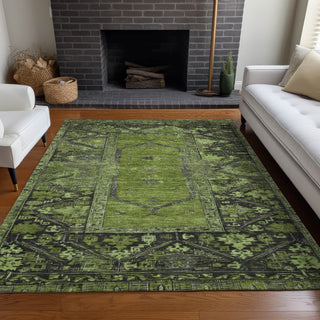 Piper Looms Chantille Global ACN1727 Olive Machine Washable Area Rug Lifestyle Image Feature