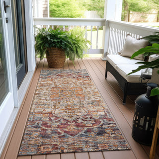 Piper Looms Chantille Global ACN1728 Copper Machine Washable Area Rug Runner Outdoor Lifestyle Image Feature