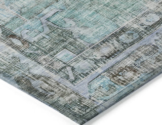 Piper Looms Chantille Global ACN1729 Teal Machine Washable Area Rug Corner Image
