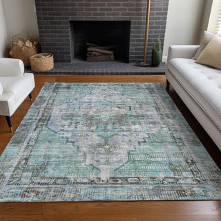 Piper Looms Chantille Global ACN1729 Teal Machine Washable Area Rug Lifestyle Image Feature