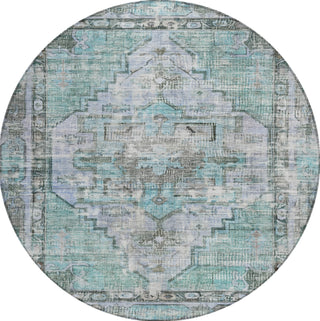 Piper Looms Chantille Global ACN1729 Teal Machine Washable Area Rug Round Main Image