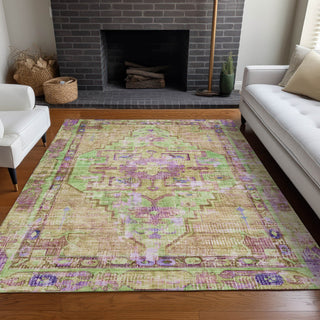 Piper Looms Chantille Global ACN1730 Lime Machine Washable Area Rug Lifestyle Image Feature