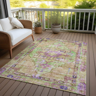 Piper Looms Chantille Global ACN1730 Lime Machine Washable Area Rug Outdoor Lifestyle Image Feature