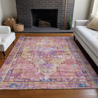 Piper Looms Chantille Global ACN1730 Pink Machine Washable Area Rug Lifestyle Image Feature