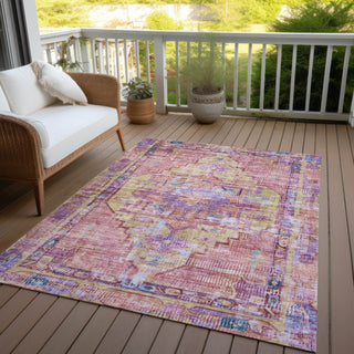 Piper Looms Chantille Global ACN1730 Pink Machine Washable Area Rug Outdoor Lifestyle Image Feature