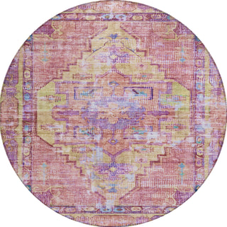 Piper Looms Chantille Global ACN1730 Pink Machine Washable Area Rug Round Main Image