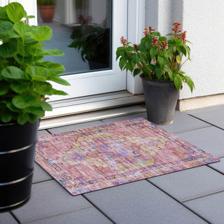 Piper Looms Chantille Global ACN1730 Pink Machine Washable Area Rug Scatter Outdoor Lifestyle Image Feature